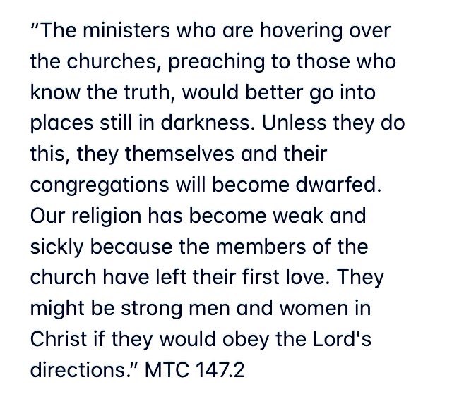 TheEphesusModel's tweet photo. Sis. White had much to say to hovering ministers, those pastors who micro-manage their congregations rather than evangelize their communities. It’s time to reach out! #evangelism #SOP https://t.co/t8k9iN5XyU