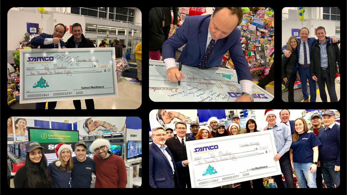Samco_Machinery's tweet photo. #Samco was at Best Buy yesterday joining @ToyMountain to present the donations from our team. Our CEO, Bob Repovs, put it so well that #Samco is about "People. Products. Passion." and, when it comes to people this time of the year, it's all about the kids. #ChristmasSpirit https://t.co/UK0BpRoOlF