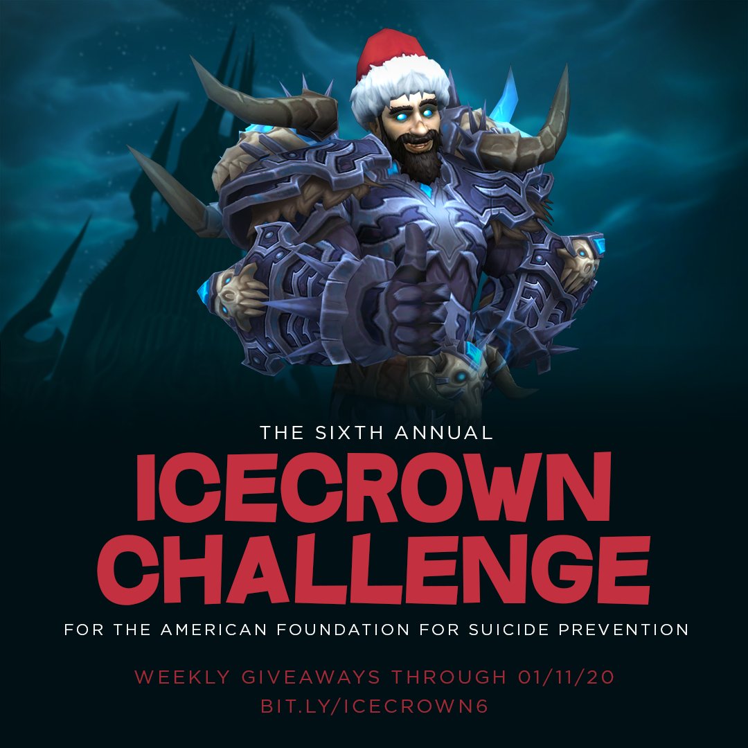 The #IcecrownChallenge returns to the #Warcraft community for the sixth year and we need your help to meet our $3,000 goal for <a href="/afspnational/">American Foundation for Suicide Prevention</a>!

❄️ Info: bit.ly/icecrown6