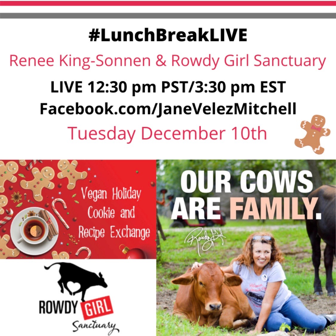 Hey y'all, catch me LIVE TODAY with the inimitable JANE VELEZ-MITCHELL!
#LunchBreakLIVE @janeunchained #AnimalRights #Vegan