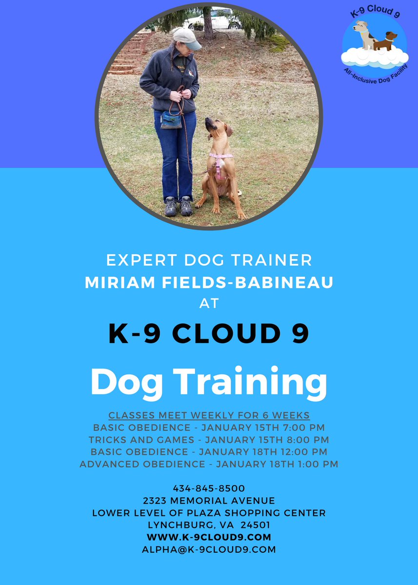 Dog Training class schedule for 2020 #dogsoftwitter #dogtraining #K9Cloud9 #dog #Lynchburg #LivinginLynchburg #downtownlynchburg #LYH