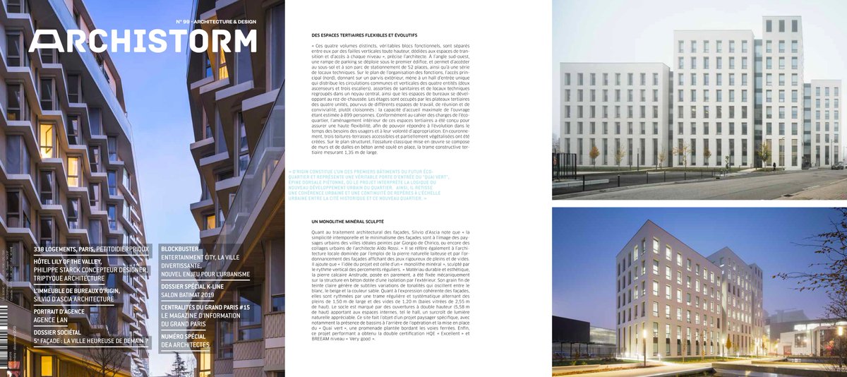 PolycorFrance's tweet photo. Archistorm highlights in its latest edition (N°99) the O'Rigin office building in Anstrude stone. Read the full article on https://t.co/ybrA0fnIGm #FrenchLimestone #Anstrude #ROCAMAT #SilviodAsciaArchitecture https://t.co/Myr3Oh73P6