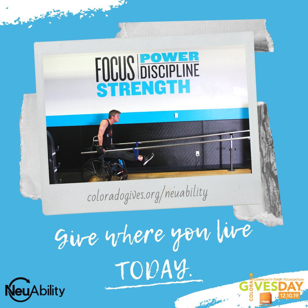#ColoradoGivesDay is HERE! You have until 11:59pm tonight to give where you live. No gift is too small, and every contribution goes even further today thanks to the $1.5 Million Incentive Fund. coloradogives.org/neuability #givewhereyoulive #cogivesday #spinalcordinjury #paralysis