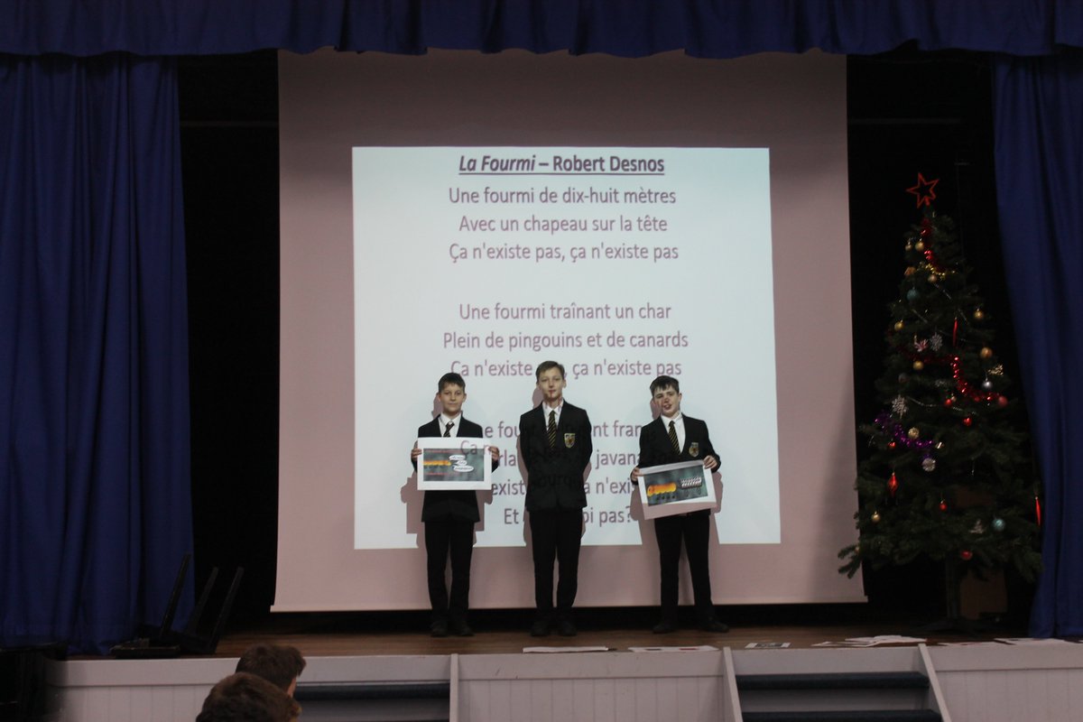 Windsor_Tweets's tweet photo. Mrs Lanckham is very proud of her year 7s who took part in group recitals of the French poem 'La Fourmi' by Robert Desnos #frenchpoets #proud #resilience #languages #mfl @winacadtrust https://t.co/93QnbwXgl5