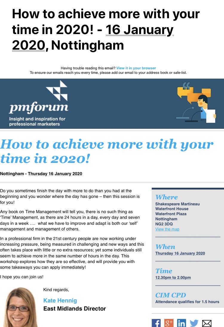 theGrogroup's tweet image. The invite for the @PMForumEM’s first event of 2020 is out! And our very own @KateHHennig is speaking! #prioritisation #time #effectiveness