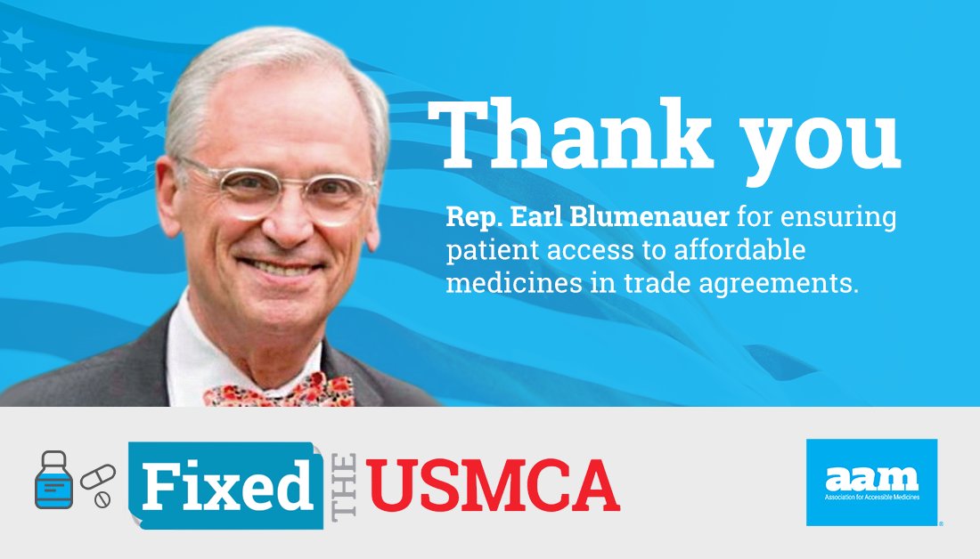 AccessibleMeds's tweet photo. Thank you @repblumenauer for your leadership to #FixUSMCA for the benefit of America's patients. We appreciate all you have done to ensure all Americans have access to affordable generic and biosimilar medicines. https://t.co/N8i11pBjY0 #FixedUSMCA https://t.co/ErzVXkHbIj