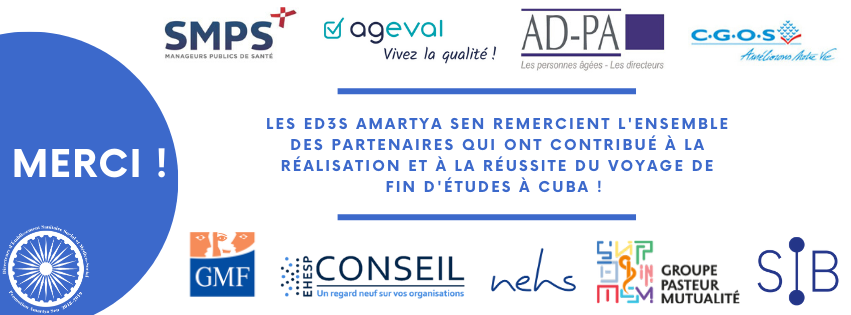 Un grand #MERCI à nos partenaires qui nous ont permis de réaliser au mieux notre voyage de fin d'études à #Cuba : @SMPS_national <a href="/AgevalSolutions/">Logiciel AGEVAL</a> <a href="/AssociationADPA/">AD-PA</a> <a href="/CGOSinfo/">cgos.info</a> <a href="/GMF_assurances/">GMF</a> @EHESPConseil @groupenehs @gpm_fr