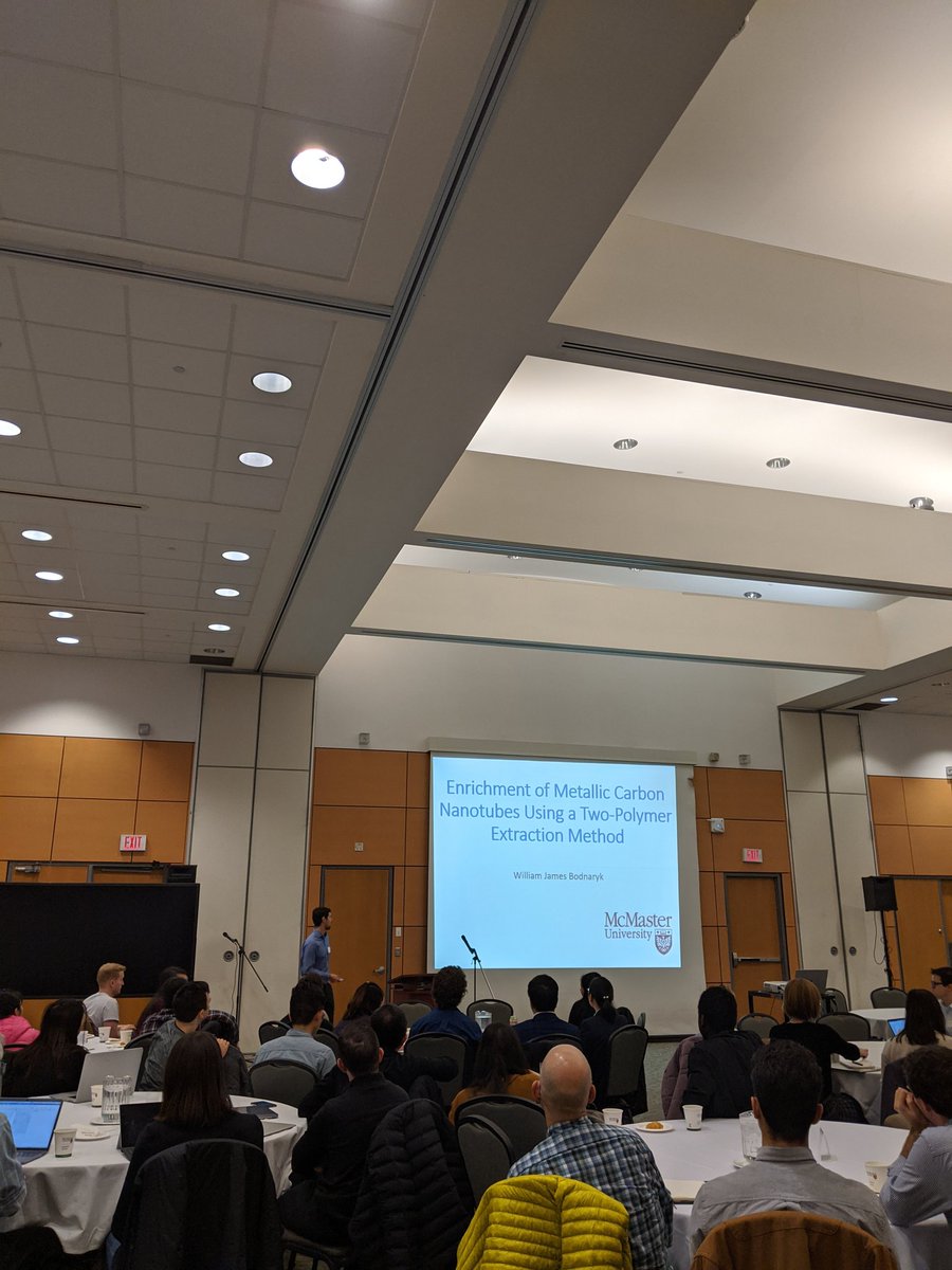Mac_ChemEng's tweet photo. William James Bodnaryk from @AdronovGroup talks about Enrichment of Metallic Carbon Nanotubes Using a Two-Polymer Extraction Method #PolyMac https://t.co/SRpXn4MDzx