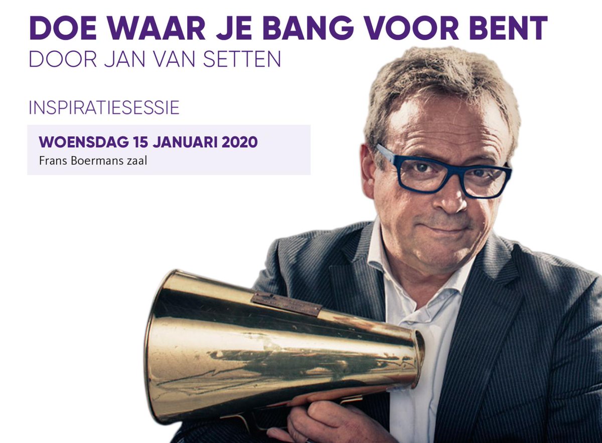 Wil jij samen met collega’s 2020 met veel #inspiratie beginnen? Jan van Setten stelt de vraag: “Welk excuus heb jij om niet het leven van je dromen te leven?” 
Tip voor ondernemers: tickets kun je via de werkkostenregeling onbelast aan je werknemers geven, leuk als #kerstcadeau!