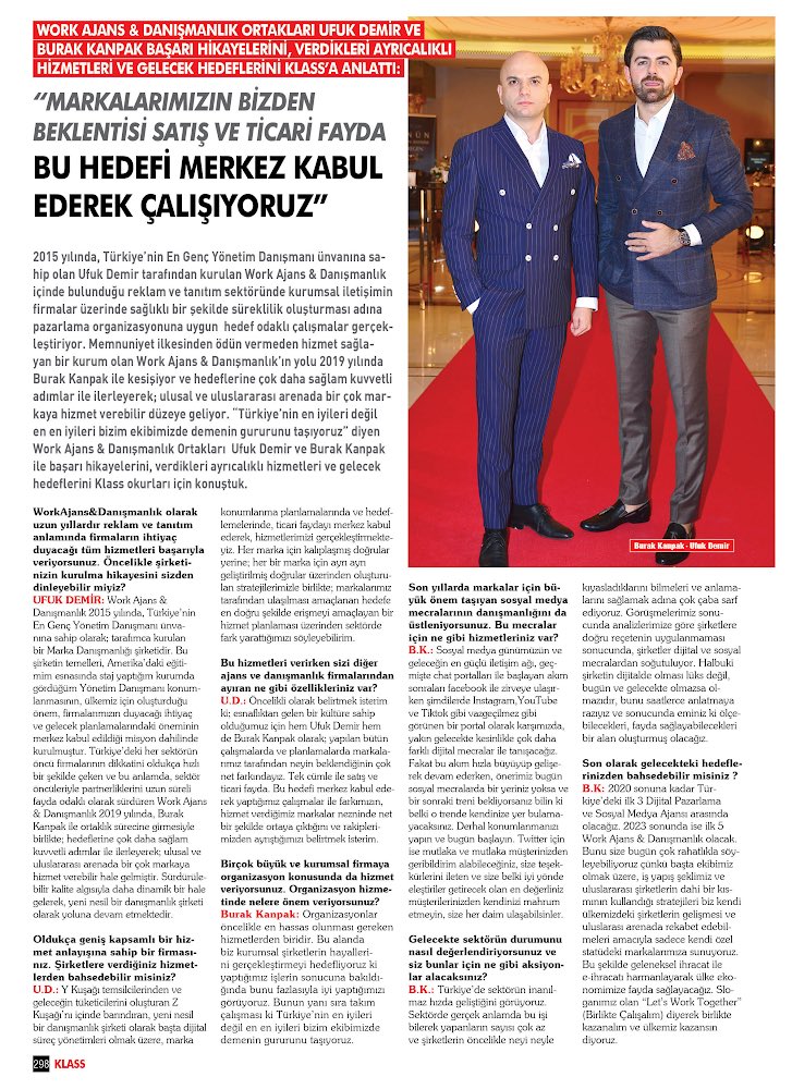 Ajansımızın Kurucu Ortakları başarı hikayelerini <a href="/KlassMagazin/">KlassMagazin</a> ‘e anlattı. İlgileri için teşekkür ederiz.