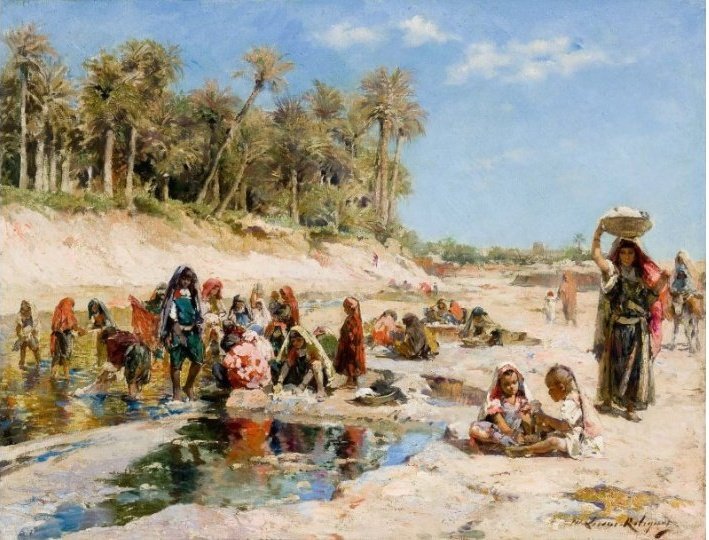 Dans l'Oued Menze à Gabes, Tunisie - Mary Lucas Robiquet (1858-1959). #Tunisia