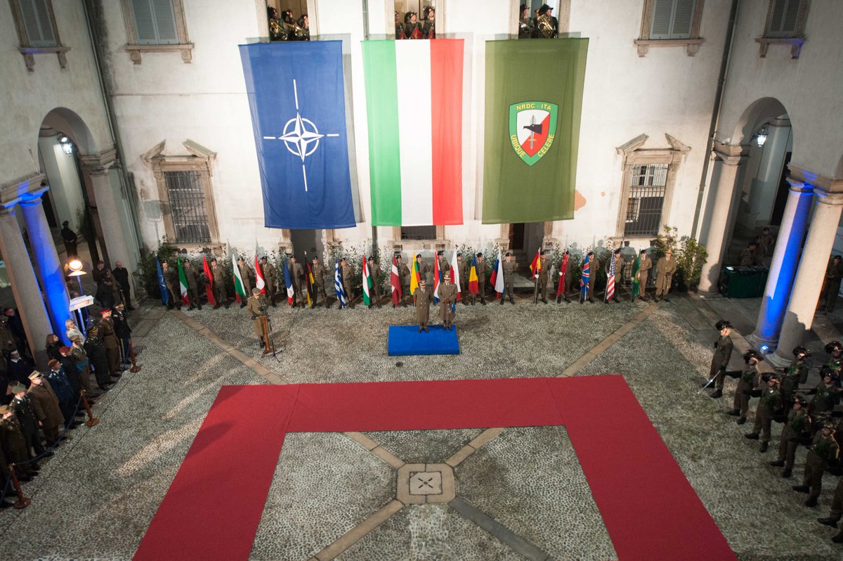Consilium_Com's tweet photo. Yesterday, 9th December 2019, a ceremony was held for the changing in the military command for @NATO's @NRDCITA. Lt Gen Roberto Perretti, after three years, left the leadership of the Multinational Command to Lt Gen Guglielmo Miglietta. 🇮🇹🌍
#NATO #Milan #WeAreNATO #cyberrules https://t.co/BxPjaS8rNF