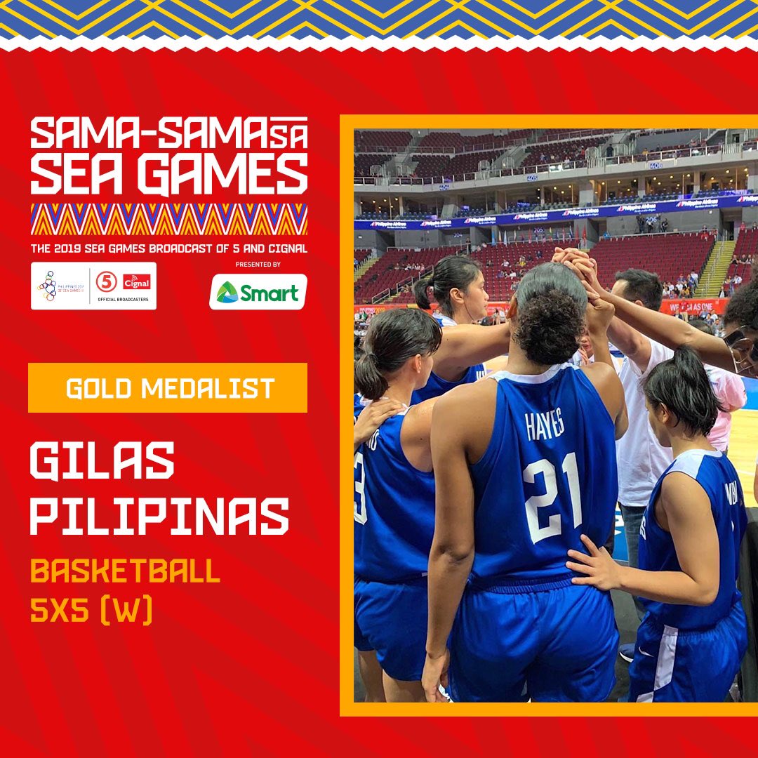 OneSportsPHL's tweet photo. #SamaSamaSaSEAGames update: The Gilas Pilipinas womenβs team made history as they claimed their first-ever GOLD MEDAL in the SEA Games after beating Thailand. #LabanFilipina
For more #SEAGames2019 content, visit https://t.co/02VKt7lD8w! #WeWinAsOne https://t.co/UBzWzqMUYb