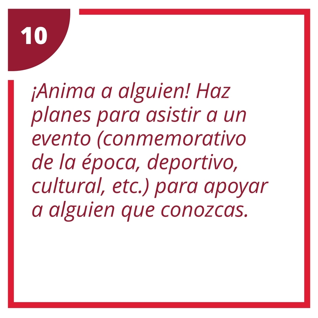 IluminaElMundoB's tweet photo. #IluminaElMundo #Día10 

¡Anima a alguien! Haz planes para asistir a un evento (conmemorativo de la época, atlético, cultural, etc.) para apoyar a alguien que conozcas. #UnoPorUno 

https://t.co/exC11bEwXd 
#LightTheWord
#OneByOne https://t.co/W3VHswiP0y