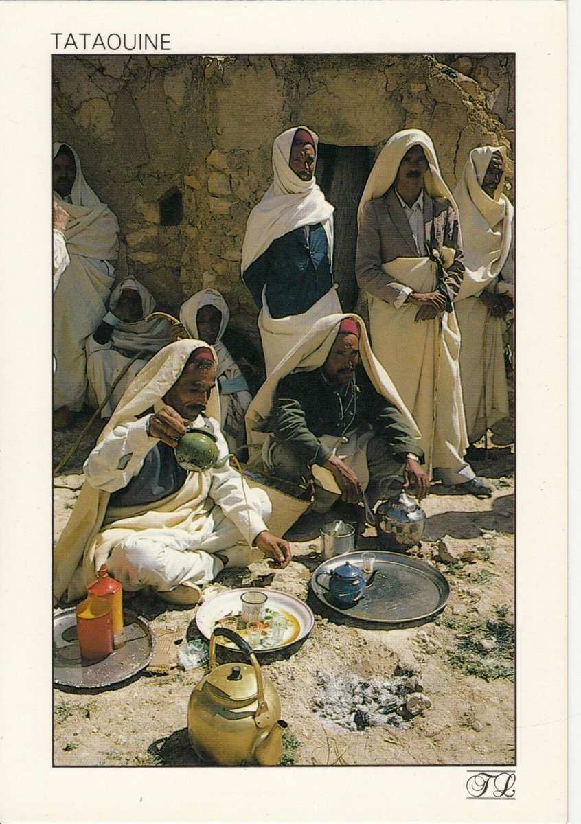 Carte postale "l'heure du thé", Tatatouine, Tunisie.