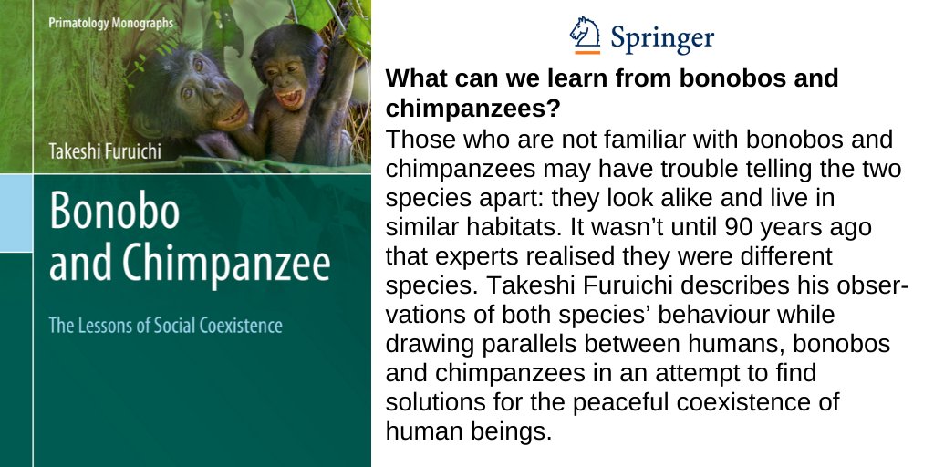SpringerNature's tweet photo. A personal account of bonobo and chimpanzee behaviour by renowned Japanese primatologist Takeshi Furuichi explains what and why we should learn from our closest relatives.
https://t.co/JwXWIA3kUu
@KyotoU_News https://t.co/HyvkSLX89y