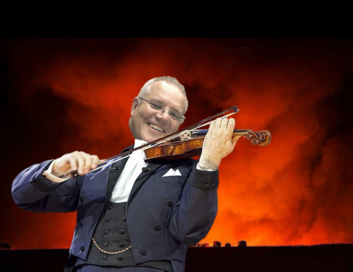 TessRyan1's tweet image. I'm just going to keep posting this pic each week as it applies to so much of what's happening in Australia right now. Whether it be fiddling while the country burns, fiddling while making ridiculous religious discrimination bill, the list goes on. #Fiddling #auspol