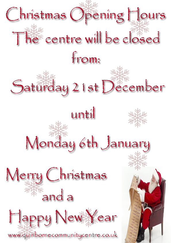 Just a quick post to let you all know our Christmas opening times ...