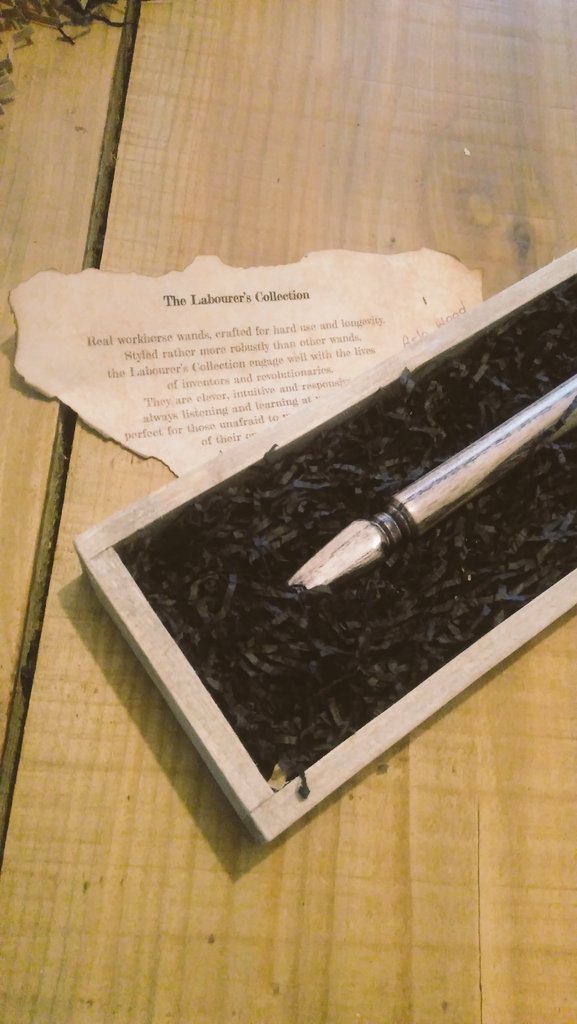 WandHouse's tweet photo. Another Wand has found it's owner! Ash wand 12inches from the labourers collection...off to it's rightful owner today. Sad to say goodbye but happy he has found his wizard! #handmade #woodturning #magic #ChrINDIEmas #etsyshop #etsy #madeinni #missyou #United https://t.co/zUREtJa3Qs