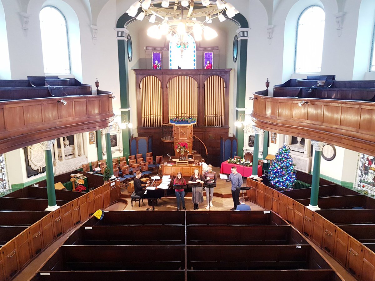 NIOpera's tweet photo. Rehearsals for tomorrow's (11th) lunchtime Christmas Recital in Belfast's city centre. 
Join us for some wonderfully festive music from 1pm to 2pm in Rosemary St's beautiful First Church Belfast (just behind TK Maxx). 
Free, all welcome: https://t.co/ybhpARaHpL #Belfast https://t.co/Ui6nGPqPvY