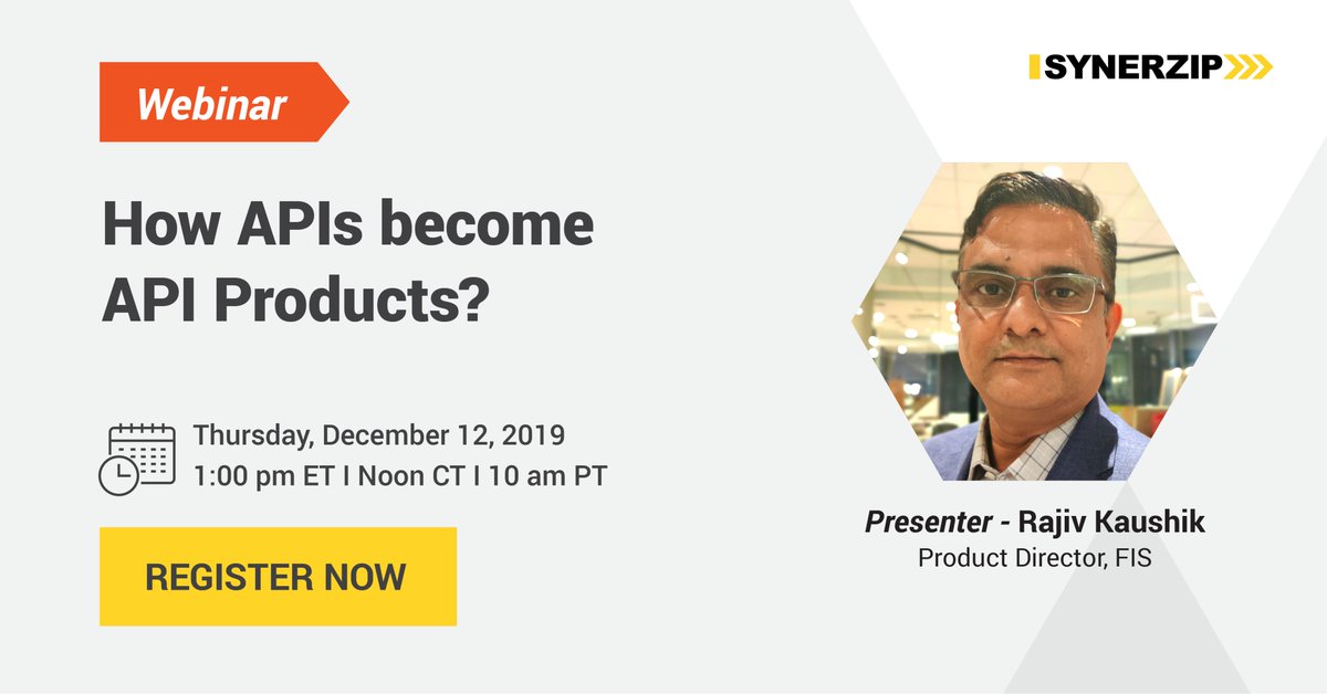 ExcellarateTech's tweet image. Join us this week for an interesting discussion on API Productization - synerzip.com/webinar/role-o…
#API #APIProducts #APIProductization #ProductManagement