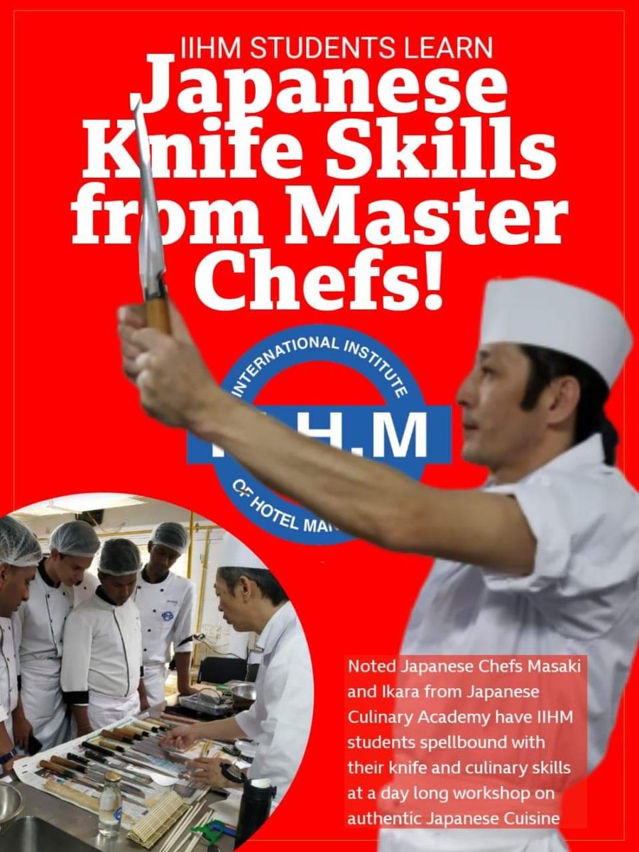 shhelley1912's tweet photo. IIHM students attend the Japanese Culinary workshop. Knife skills and culinary expertise from the Master Chef Masaki of Japan.#iihmbangalore #iihmhotelschool what a fantastic exposure! #iihmglobalconnect https://t.co/y6v438fYuj