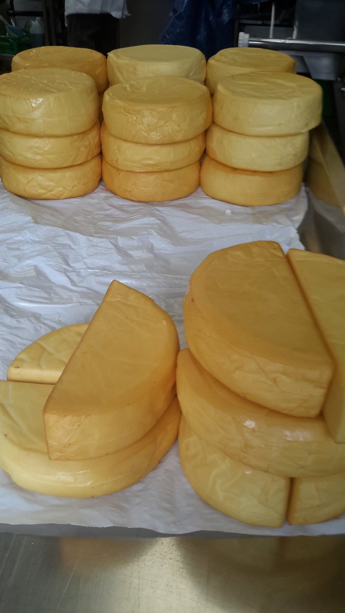 Yesterday's smoked goat cheeses all nicely waxed. #smokedgoatcheese