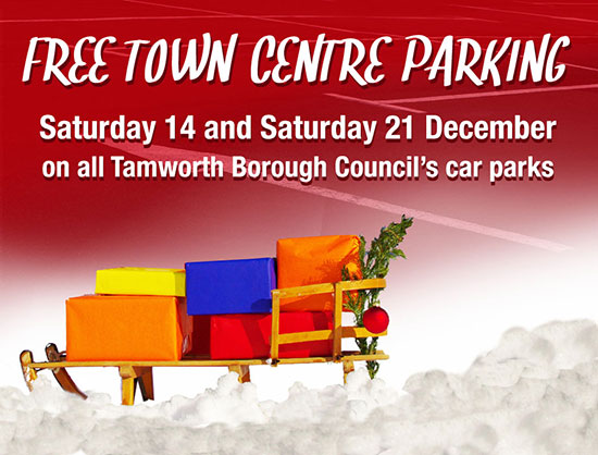TamworthCouncil's tweet photo. The free festive parking!
Charges will be waived in all Tamworth Borough Council car parks on December 14 and December 21. 
Please note the offer does not apply to the NCP car park on the site of the former Gungate Precinct.
Read more: https://t.co/1Nx5cdomMa https://t.co/RjzlFcI0V0