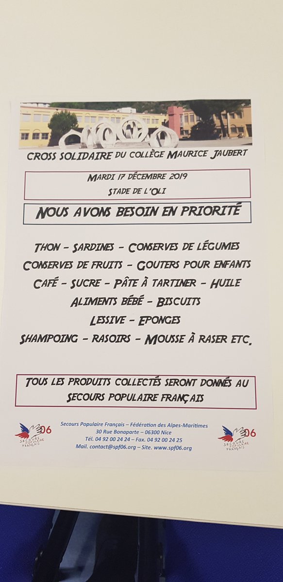 College_Jaubert's tweet photo. Reporté à cause du mauvais temps, le cross du @College_Jaubert aura lieu MARDI 17 DECEMBRE. Ce sera aussi l'occasion de relever le défi de la  solidarité en répondant à l'appel du @SecoursPop https://t.co/d53hJY8tez