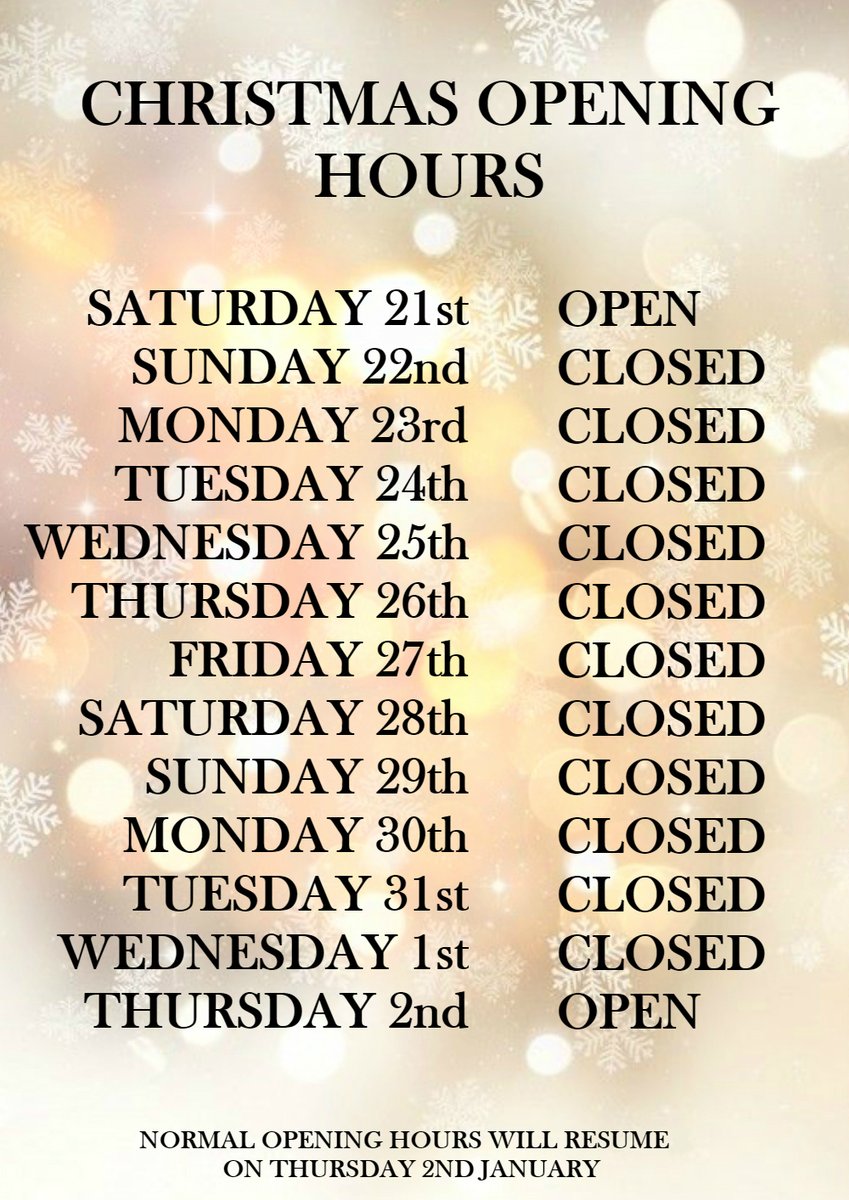 Curtis_Bros's tweet photo. Christmas Closure!!

For more information about our opening times during the christmas period please click the link below.
https://t.co/XhLeUgxOcd

We Wish you a Very Merry Christmas and a Happy New Year! https://t.co/1fYUUCcrX6