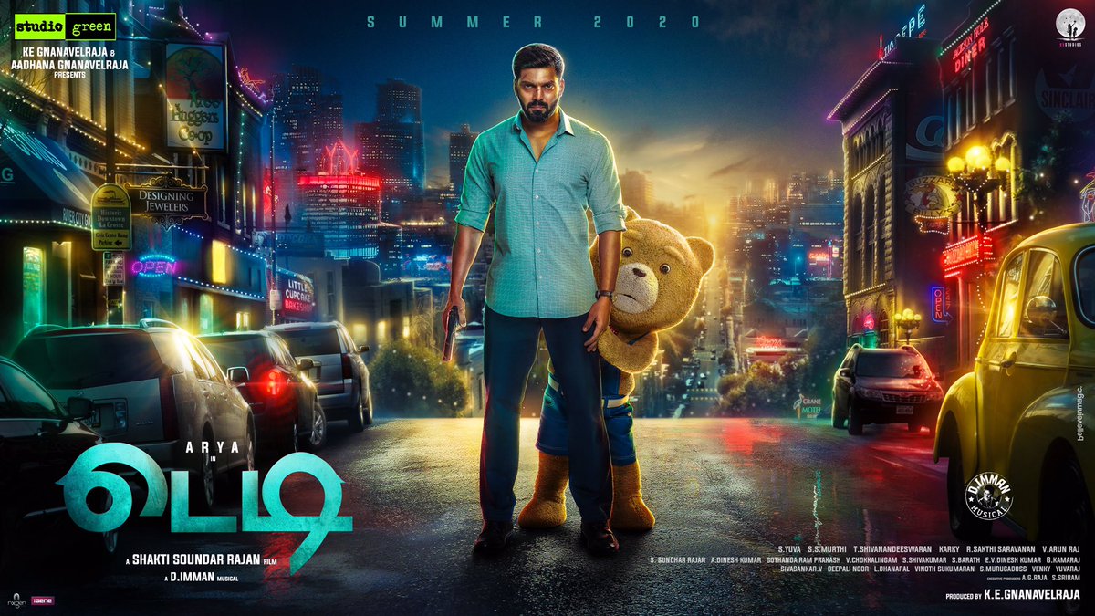 DopYuva's tweet image. Here is the first look #Teddy ....great experience working with Director @ShaktiRajan @arya_offl @sayyeshaa @StudioGreen2 @kegnanavelraja @actorkaruna @actorsathish @madhankarky @immancomposer @EditorShivaN @art_murthi @Arunsanjiv2010 @K9Studioz @proyuvraaj