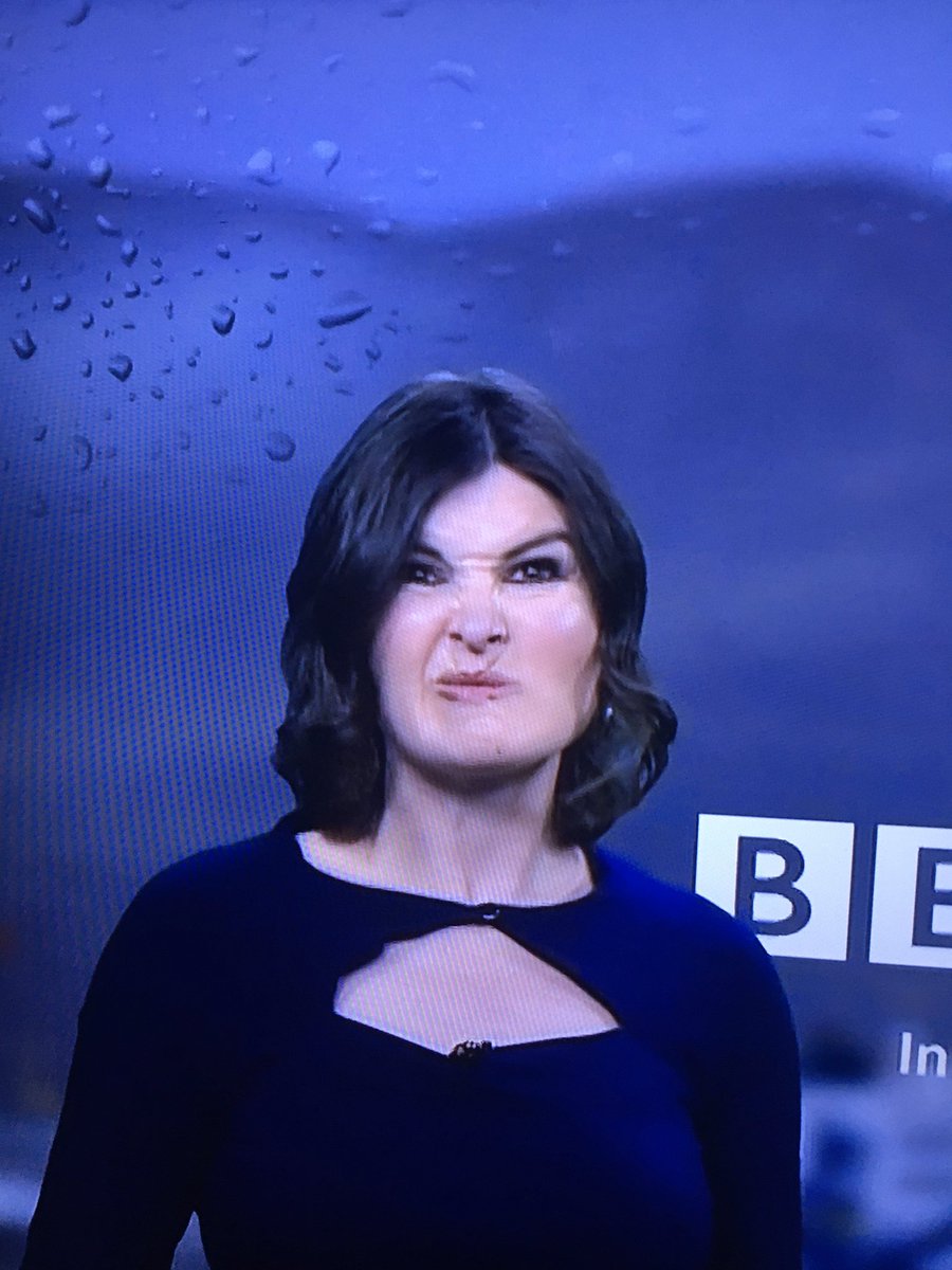 topoperator's tweet photo. What on earth was weather girl Helen Willis doing making a weird grimace then muttering loudly as she left the screen before the one o’clock bulletin on the BBC 24 hours news channel?? https://t.co/pnW01aQRlM