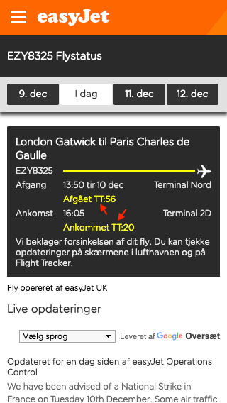 c960657's tweet photo. @easyJet The Danish version of your flight tracker shows “TT” instead of the hour for actual departure/arrival time, making it rather useless for tracking delays. https://t.co/QdRdbcXoWF https://t.co/nNBYmkJE5m
