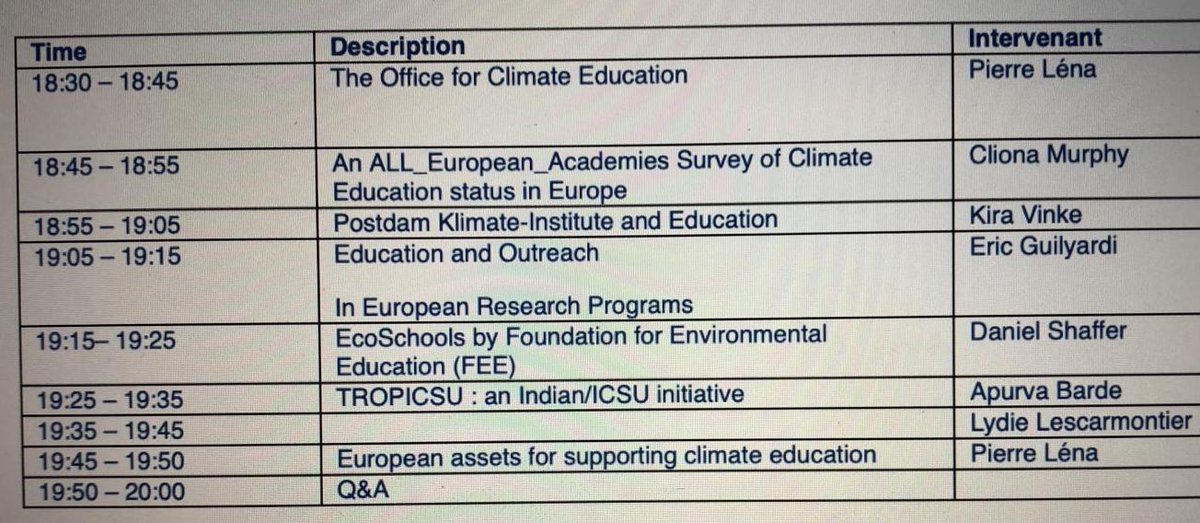 After this morning's event, we are going to be at 6.30 p.m. at #EUeventsCOP25 EU pavilion talking once again of our work on @CllimateEducation with a focus on our european network!
#United4climate 
@Fondation_Lamap @IPSL_outreach @meteofrance @ird_fr @MeteoClimat @SiemensStiftung