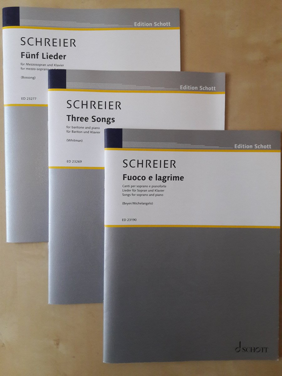 AnnoSchreier's tweet photo. Now available at @schottmusic! #songs #MarcelBeyer #Michelangelo #WaltWhitman #NoraBossong #soprano #mezzosoprano #baritone https://t.co/Exm8spbhC6