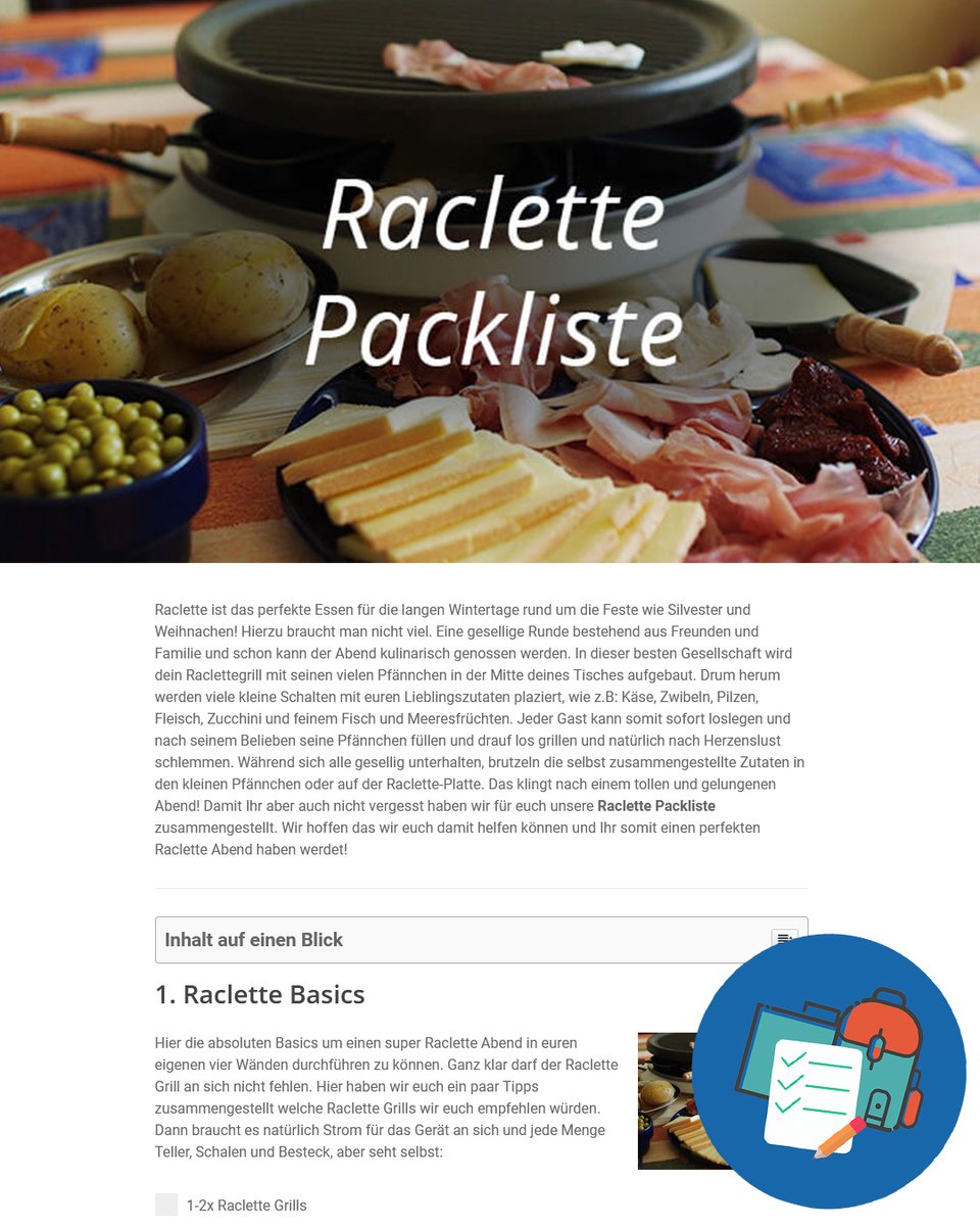 #Raclette ist das perfekte #Essen für die langen #Wintertage rund um die #Feste wie #Silvester und #Weihnachen! Raclette Packliste für euren perfekten Abend 🥇 An alles gedacht beim nächsten Raclette ✓
packliste.biz/raclette-packl…

#essen #food #urlaub #christmas #handgemacht #advent