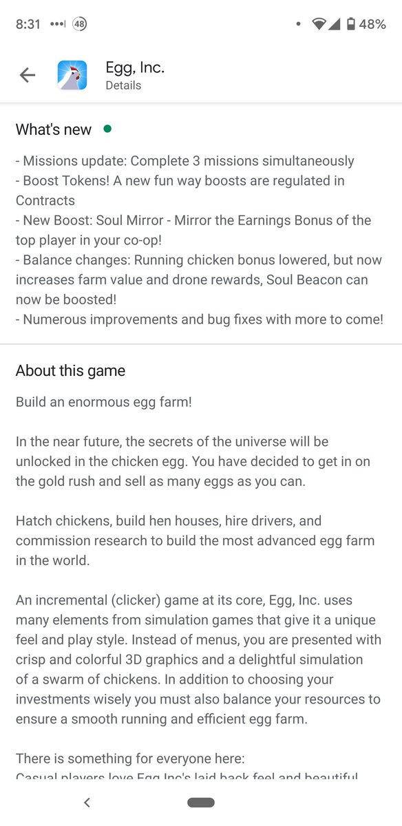egg_centric's tweet photo. Some significant changes in the new #egginc update. We'll see if it helps. https://t.co/ETxQ1uqeS4