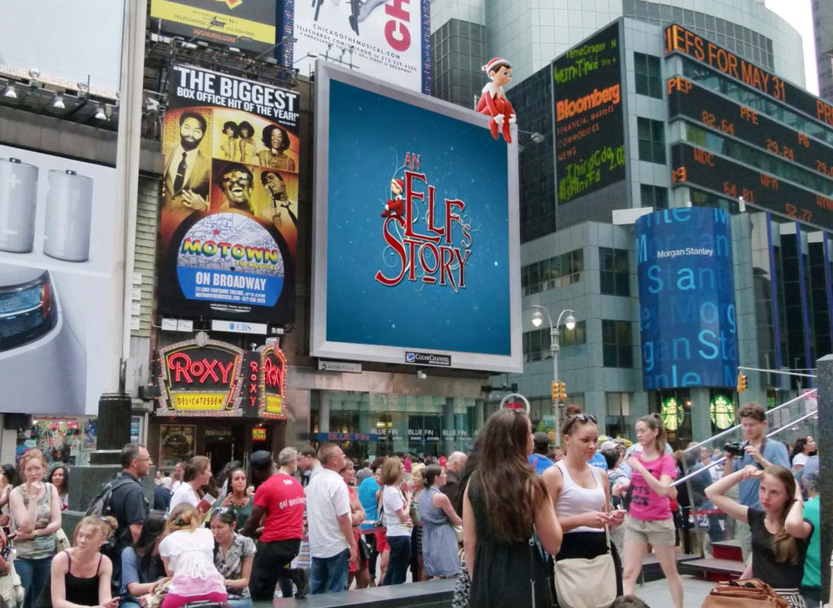 ooh_creative's tweet photo. You never know where that #elfontheshelf is going to show up. #TIMESSQUARE , #ooh https://t.co/8T5tOeytVO