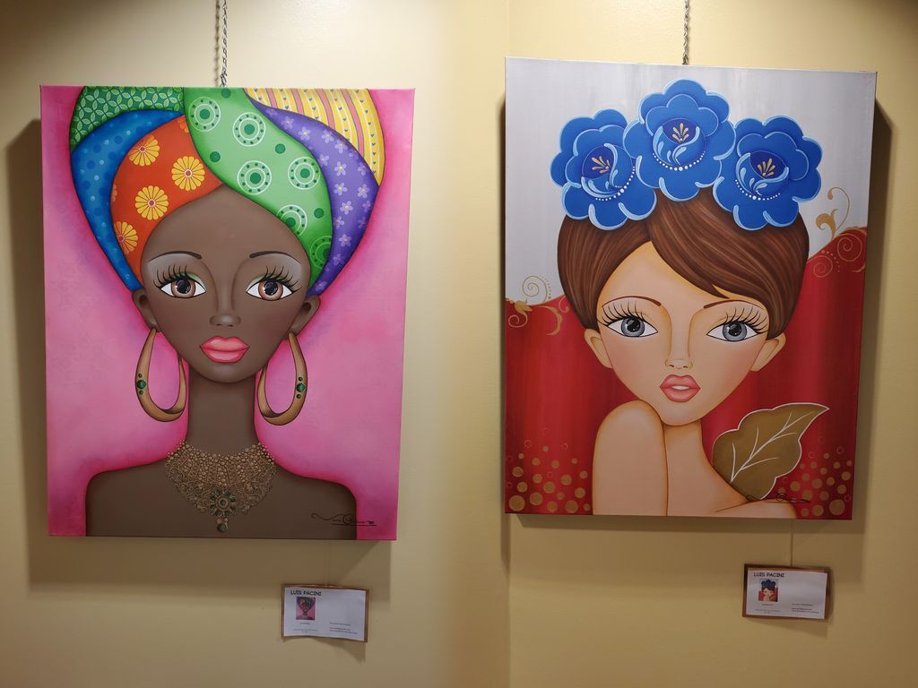 brenlibny's tweet image. For the month of December,  Luis A. Paccini is displaying his vivid acrylic and oil paintings of women. Check it out in the library's gallery!