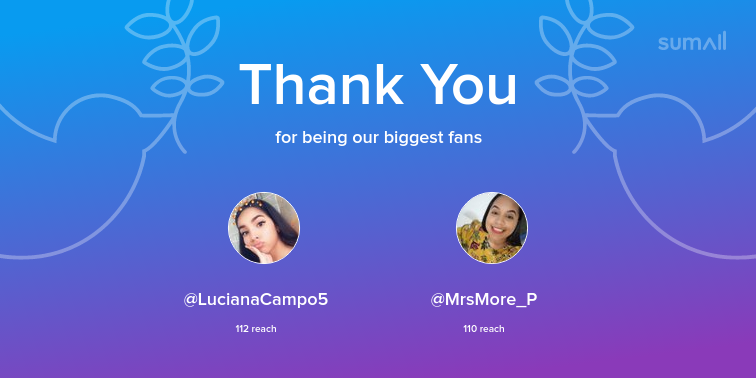 MelanyBR35's tweet photo. Our biggest fans this week: LucianaCampo5, MrsMore_P. Thank you! via https://t.co/3Xjtu5bniY https://t.co/RSuocqDrx7