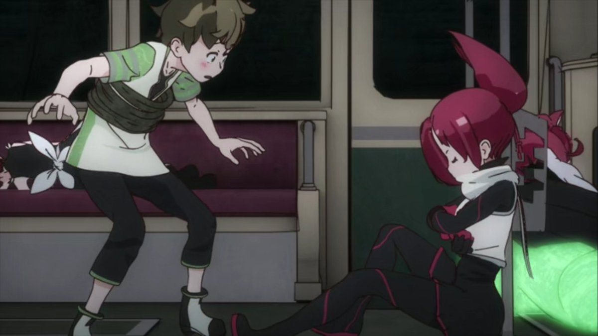 マサムネ内記 出会ったばかりの二人には 当然ながら距離があります 例えば 2話 キイロのケムリクサ を採取しているりんとわかばの間には 階段を利用して 二人の間に一線を引かせる りんの心理的な壁が 3話でも観客に提示されています