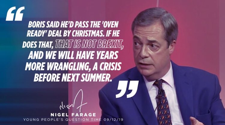 TeamBrexit's tweet photo. Nigel Farage has a clear message to those who believe Boris will get us out of the EU.
"This is the Conservatives where half the Cabinet voted Remain! They never wanted the Leave result . . and still, three and a half years later, they are still not giving us what we voted for.” https://t.co/xi7vzzHcKM