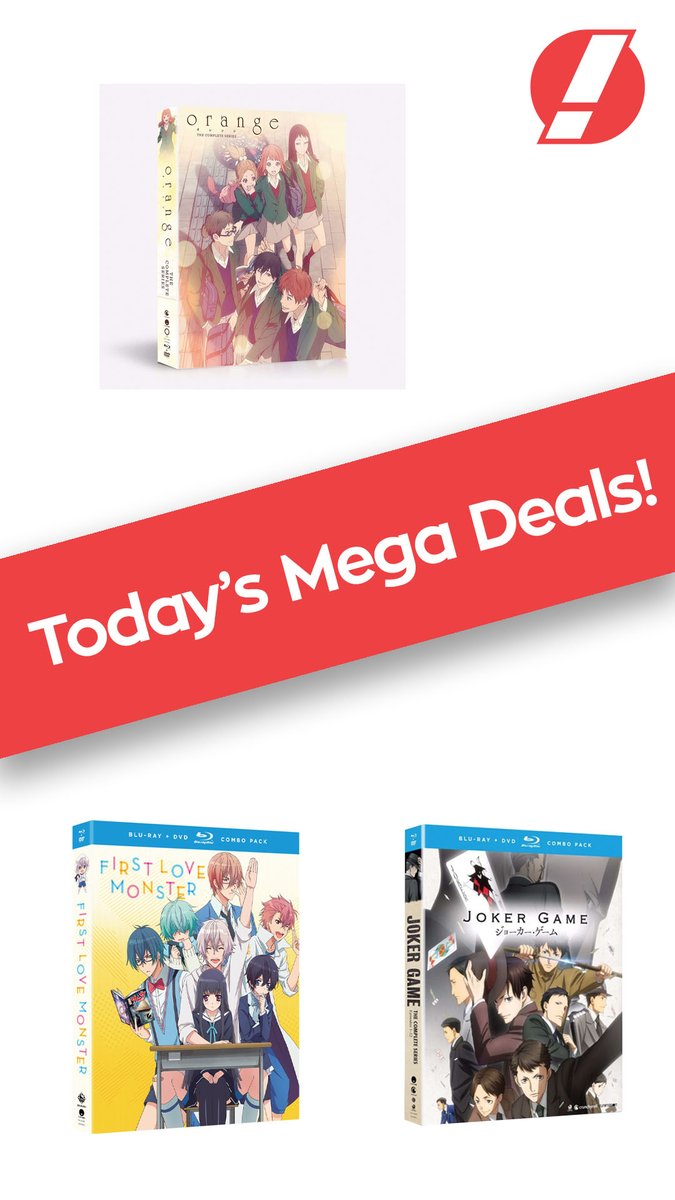 rightstufanime's tweet photo. Today's #MegaDeals feat. #Orange, #JokerGame, & #FirstLoveMonster! Save while you can! --> https://t.co/zTaaDOhdkM https://t.co/tO7bVVY3fN