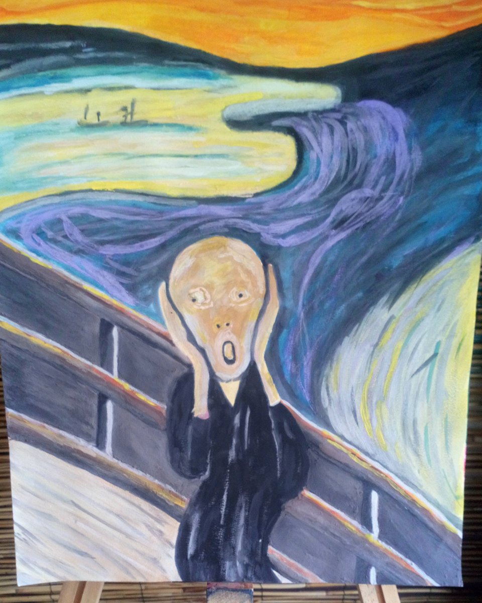 MKJubb's tweet photo. Did this painting for a friends daughters birthday coming up in January, she's a big fan of Edvard Munch https://t.co/YjY6hmG9aC