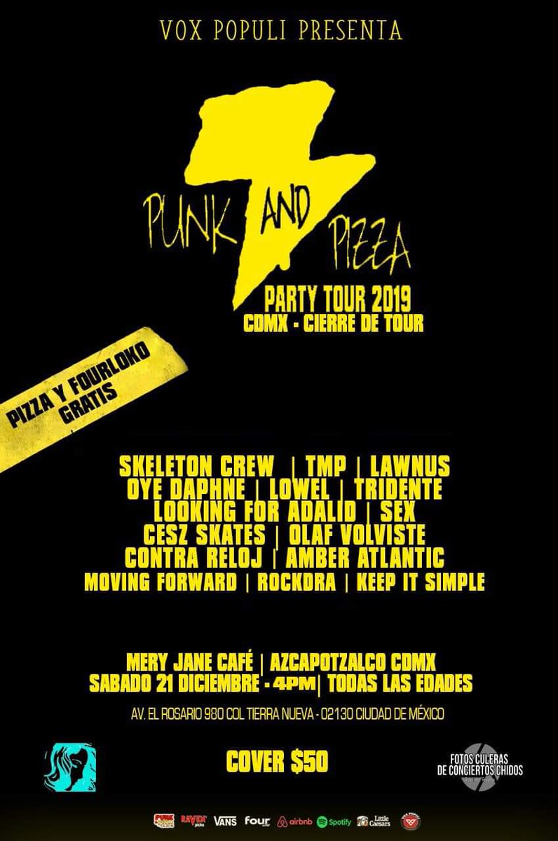 ¡ADIÓS 2019! Llegó el momento de la última fecha del año, nos vemos en la @PunkAndPizzamx el próximo 21 de diciembre con increíbles amigos.

#SomosTripulantes #TodosSomosTMP