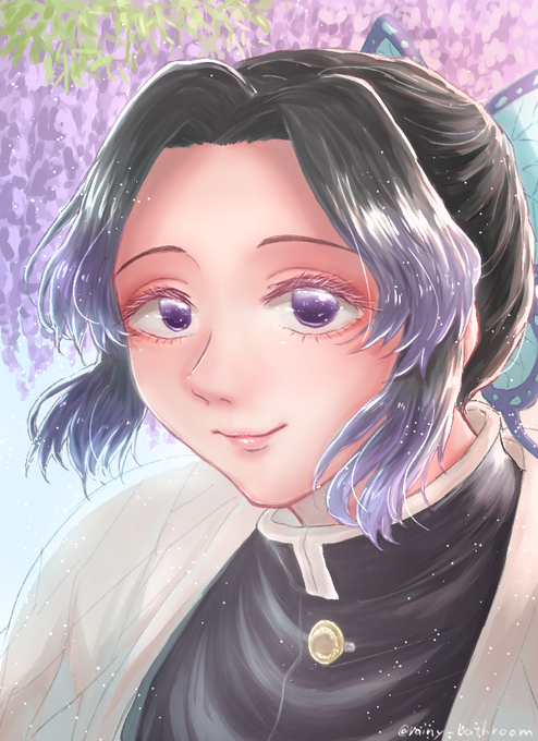 海石榴レイさんがTwitterに投稿した胡蝶しのぶ(鬼滅の刃)のイラスト。