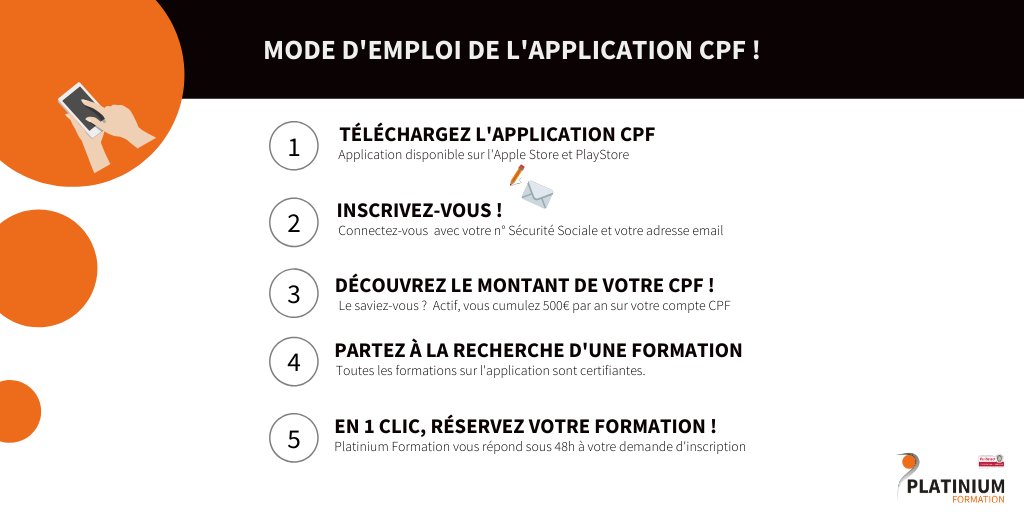 PlatiniumFormat's tweet photo. Vous souhaitez vous former ? Aujourd'hui, l'application CPF vous simplifie votre démarche !

Pour vous accompagner découvrez notre mode d'emploi ! https://t.co/L3NZjvOsbz