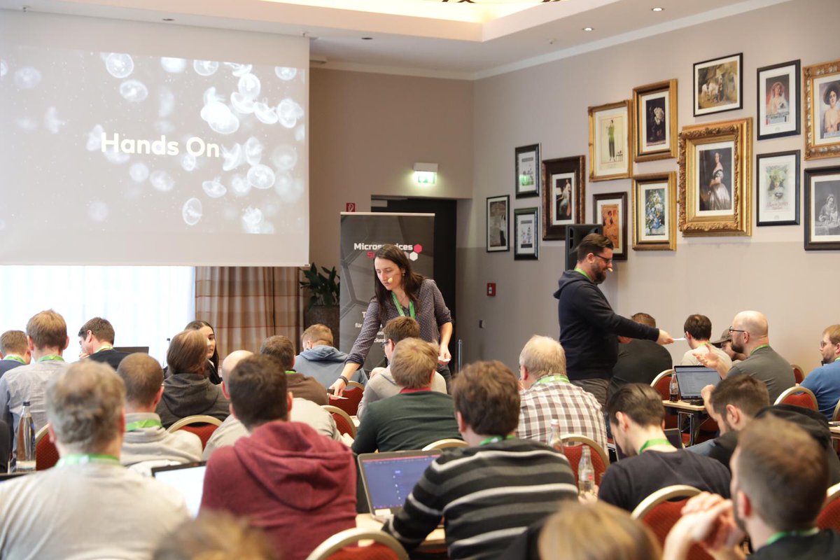 mad_summit's tweet photo. Im Workshop des Power-Duos @JoergM und @HannaPrinz qualmen die Köpfe 🤯 Die Teilnehmer*innen konfigurieren das Service Mesh Istio für eine beispielhafte Microservice-Anwendung. #MicroservicesSummit #ServiceMesh https://t.co/ULgcyFBjHJ
