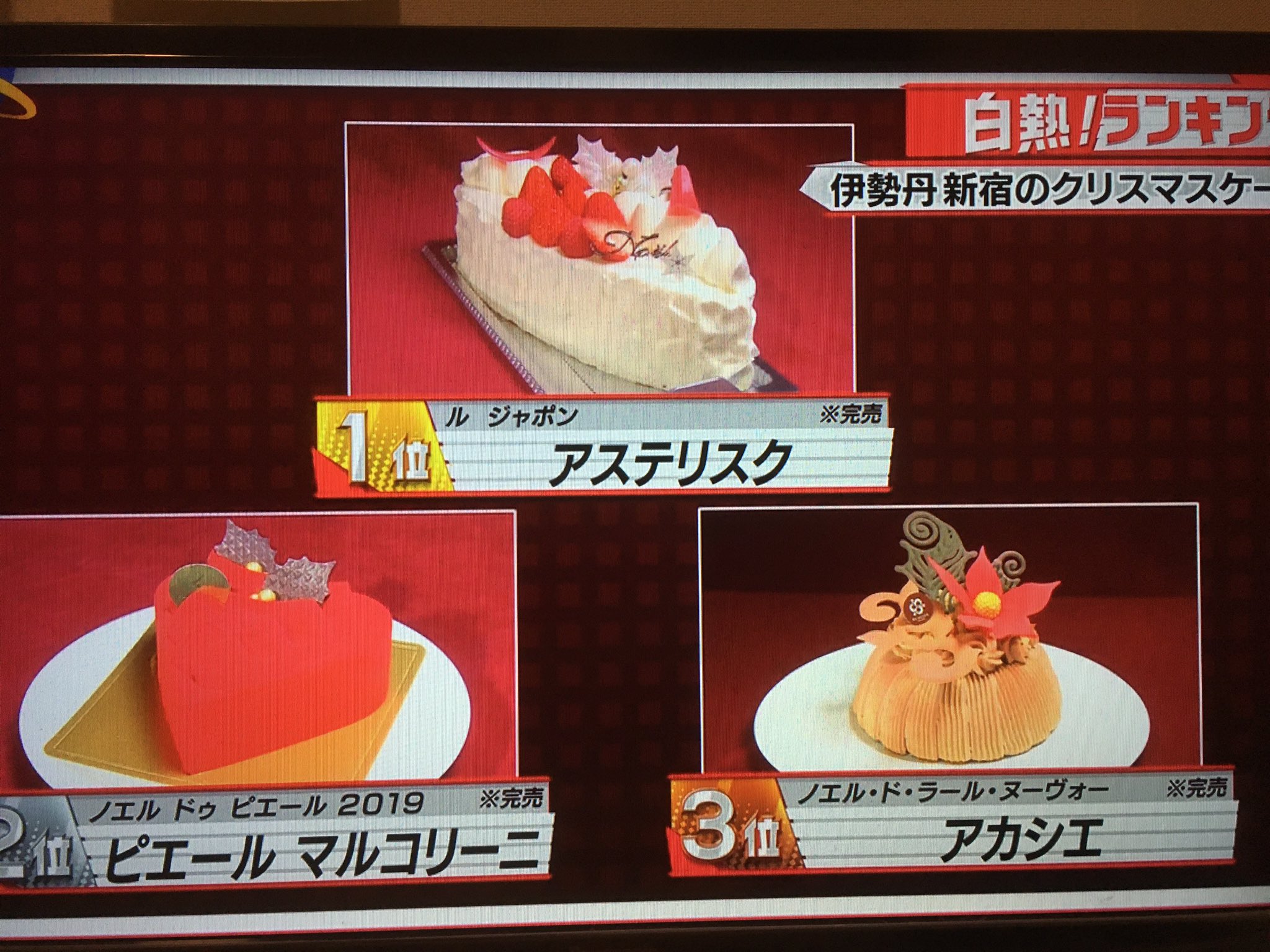 スイーツ侍 Tv東京 Wbsこと ワールドビジネスサテライト 新宿伊勢丹のクリスマスケーキ 予約ランキング ベスト3 ２位のピエールマルコリーニさん はケーキ屋さんというより チョコレート屋さん 代々木上原のアステリスクさん イートインもよし 北浦和の