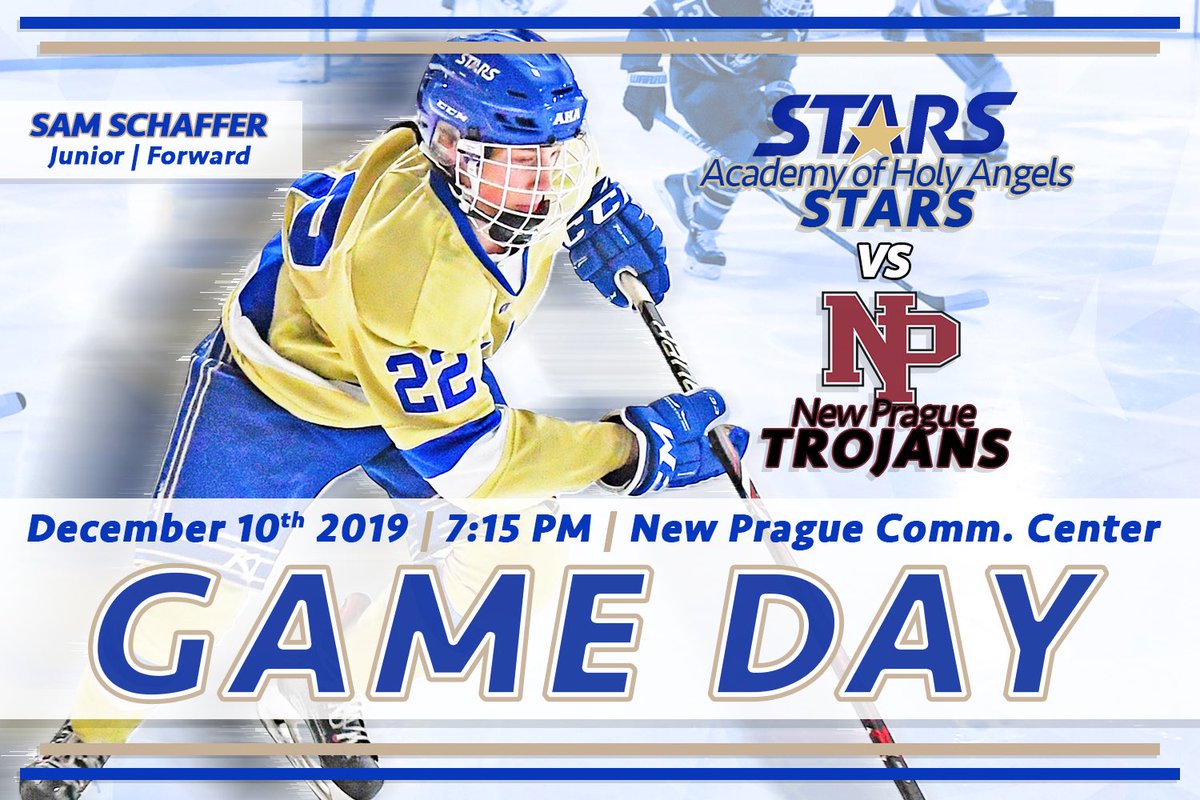 HolyAngelsPuck's tweet photo. Game Day! The #17AA Stars (3-0) travel to @NewPragueHockey (1-3) to take on the Trojans - pucks drop at 5:15 and 7:15. Go Stars! #stars #poundtherock @aha_stars @AHA_SUPERFANS https://t.co/2O2F1Xdd4v